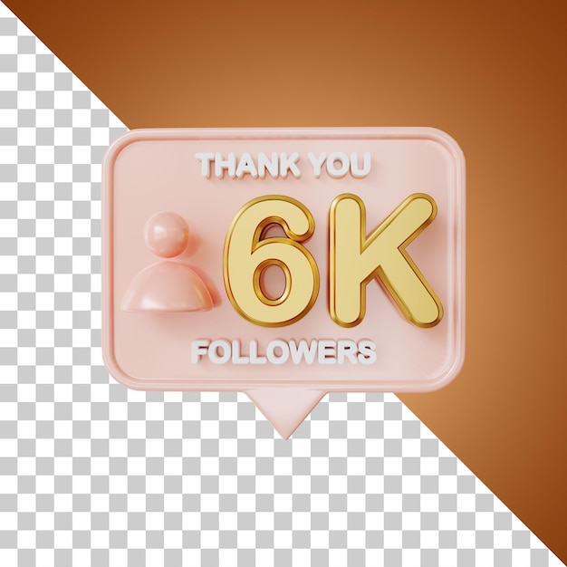 6k followers gold 3D Rendering