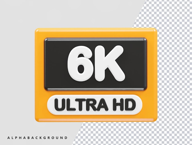 PSD 6k resolution text icon 3d illustration rendering