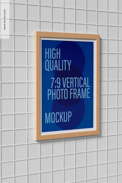 7:9 Vertical Photo Frame Mockup, Left View