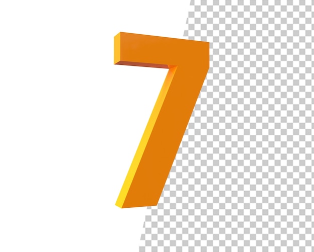 7 number gold 3d render