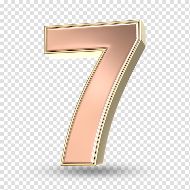 7 Number Gold 3D Render