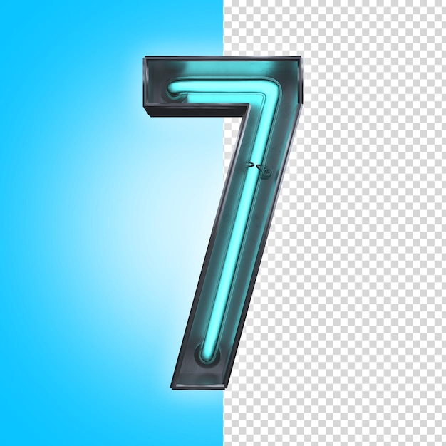 7 Seven 3D Neon Number