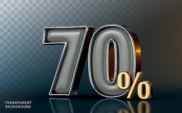 70 percent discount mega sell offer glass effect on dark background 3d render concept for shopping