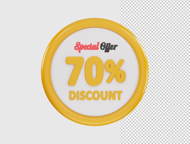 70 percent discount special offer icon 3d rendering vector illustration