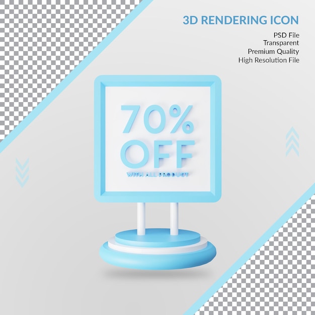 70 percent off special 3d rendering icon isolated