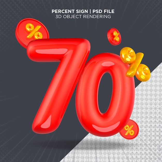 70 percent sign 3d rendering isolated