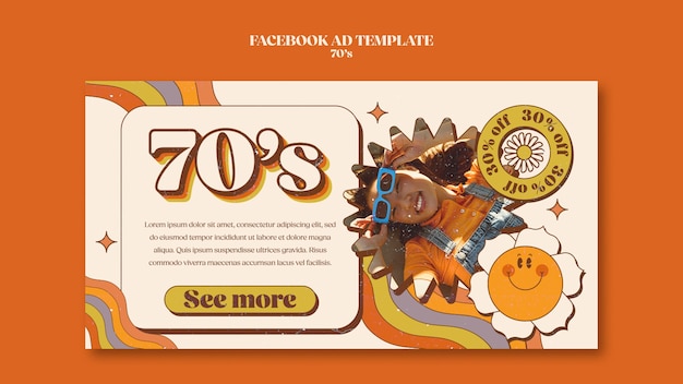 PSD 70's aesthetic facebook template