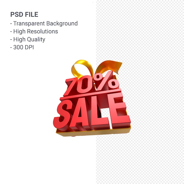 70% sale with bow and ribbon 3d design