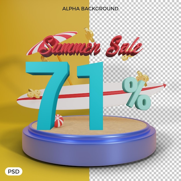 71 percent summer discount offer 3d render