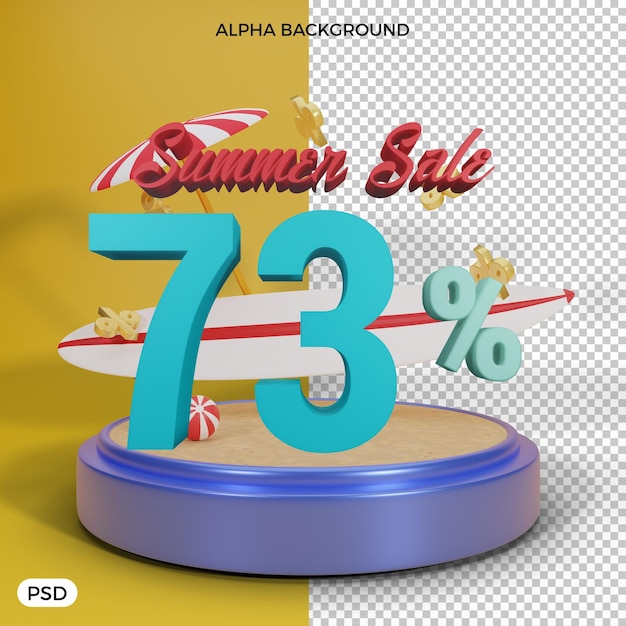 73 percent summer discount offer 3d render