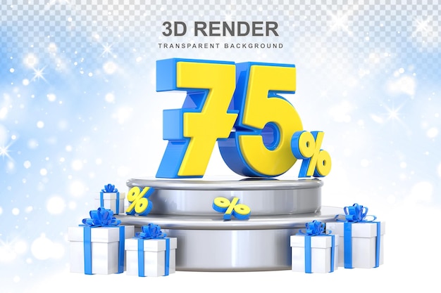 75 Percent promotion with gift 3D