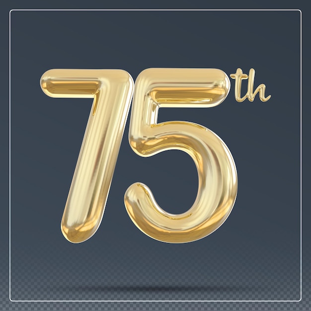 75th year anniversary number golden