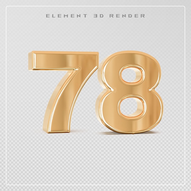 78 number golden 3d render