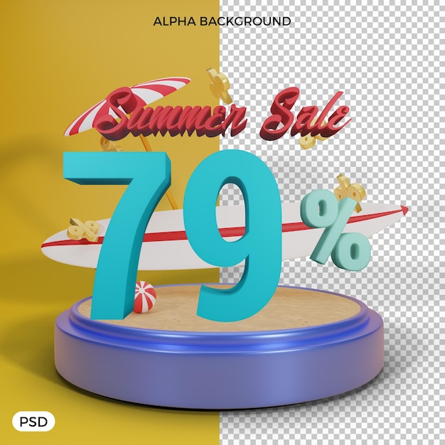 79 percent summer discount offer 3d render