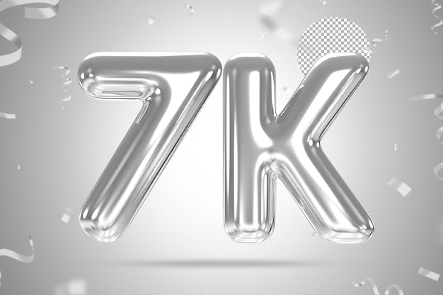 7K Followers Silver Balloons Number