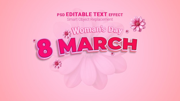 8 March Happy Womans Day 3D Text Editable