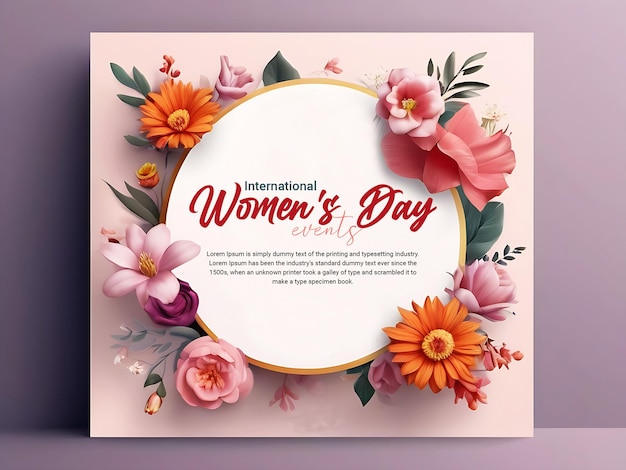 8 March Happy Womens Day social media banner with floral ornaments