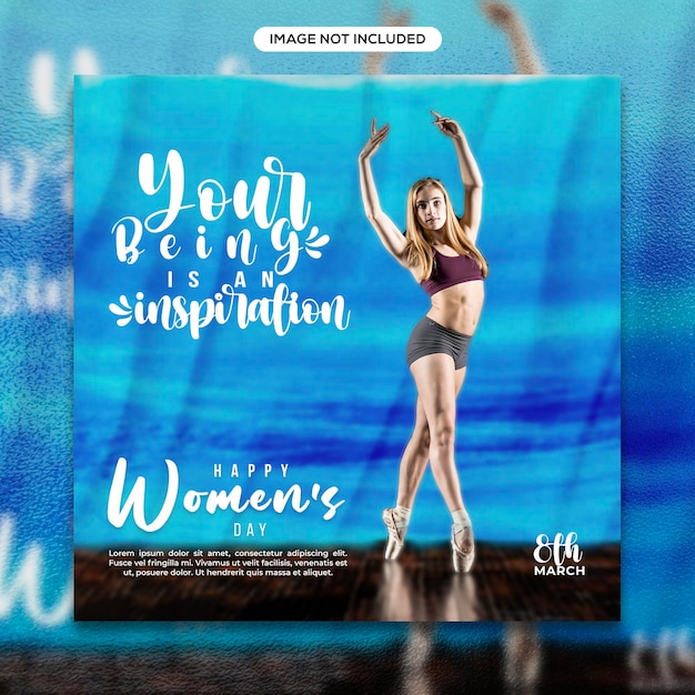 8 March International Womens day flyer square Social media post design template