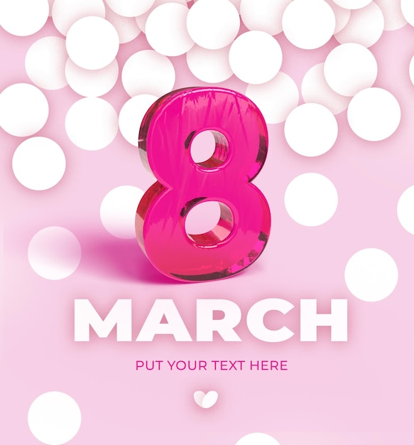 8 March Pink Glass Card PSD