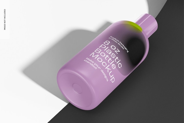 8 oz Plastic Bottle Mockup, Dropped