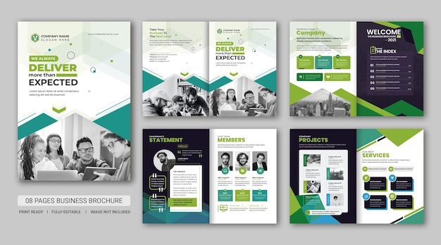 8 pages company brochure template layout premium psd