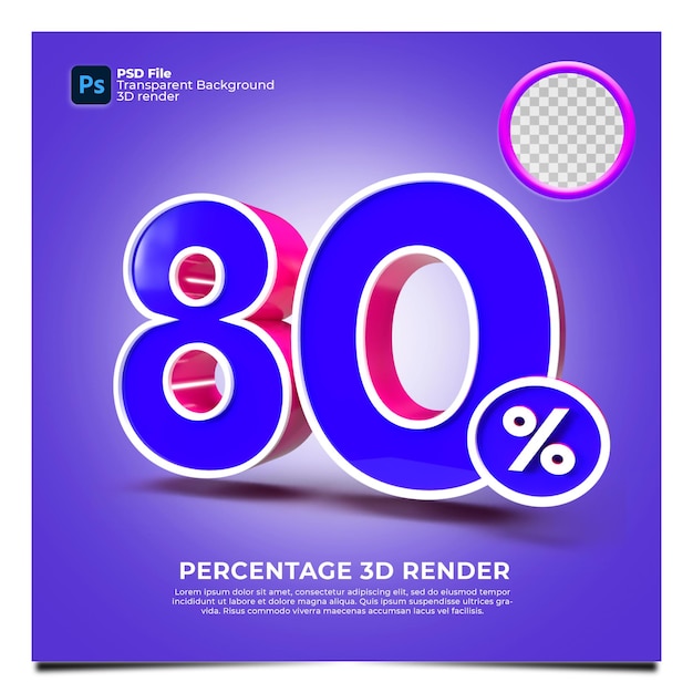 80 Percentage 3d Render pink blue