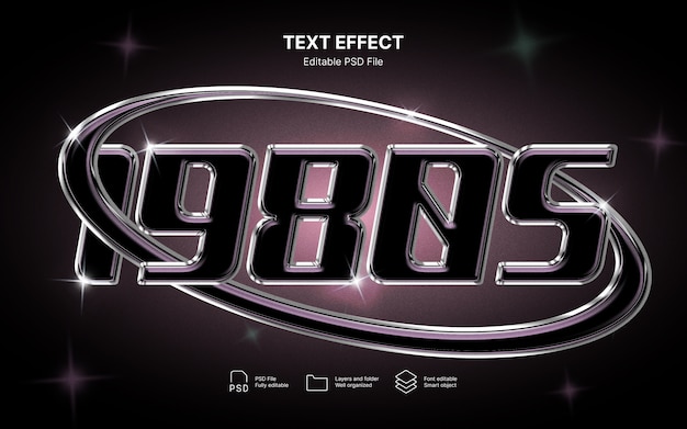 80s chrome text effect