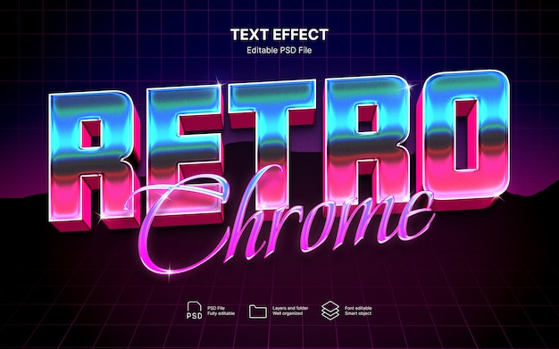 80s chrome text effect