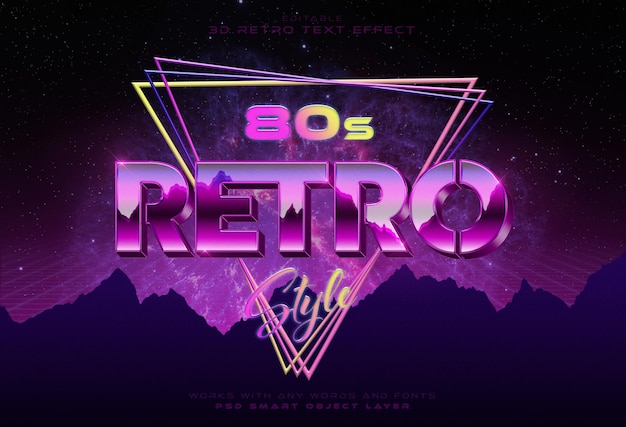 80s text effect with retro style Mockup