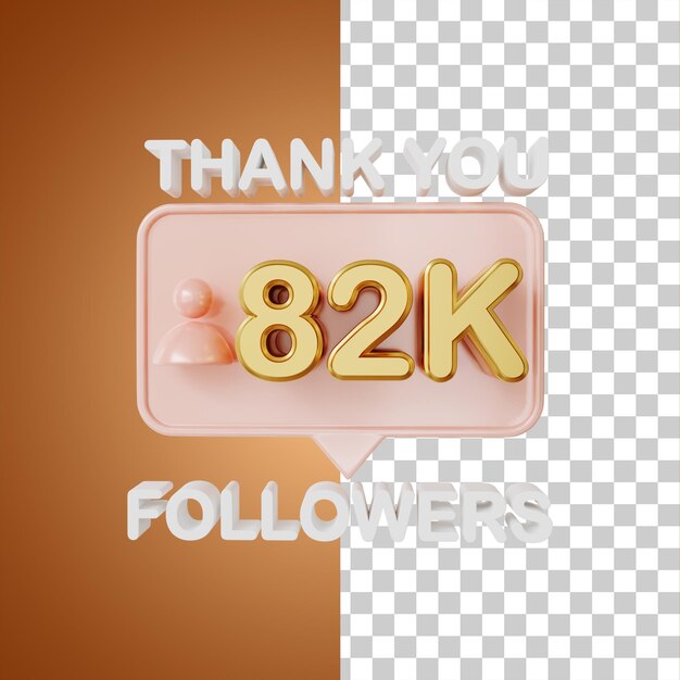 82k followers gold 3D Rendering