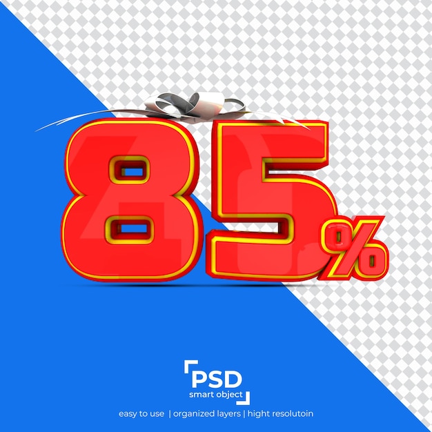 85 percent discount with ribbon on the top best 3d rendering isolated