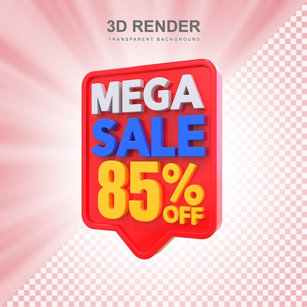 85 Percent Mega Sale Off 3D Label