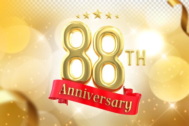 88th Anniversary Gold Banner 3D