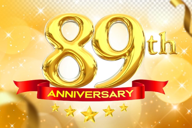 89 th Anniversary Golden Banner 3D