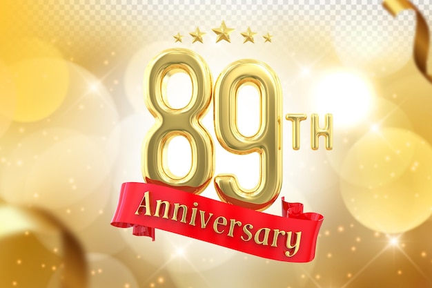 PSD 89th anniversary gold banner 3d