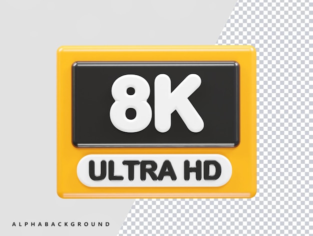 PSD 8k resolution text icon 3d illustration rendering