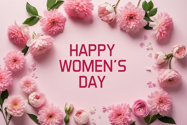 8th March International Happy Womens Day Pink Flower Floral Background Design