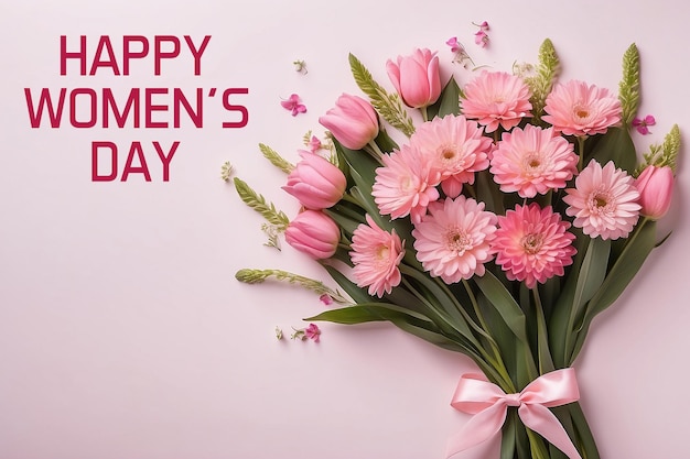 8th March International Happy Womens Day Pink Flower Floral Background Design