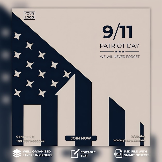 PSD 9 11 patriot day template design