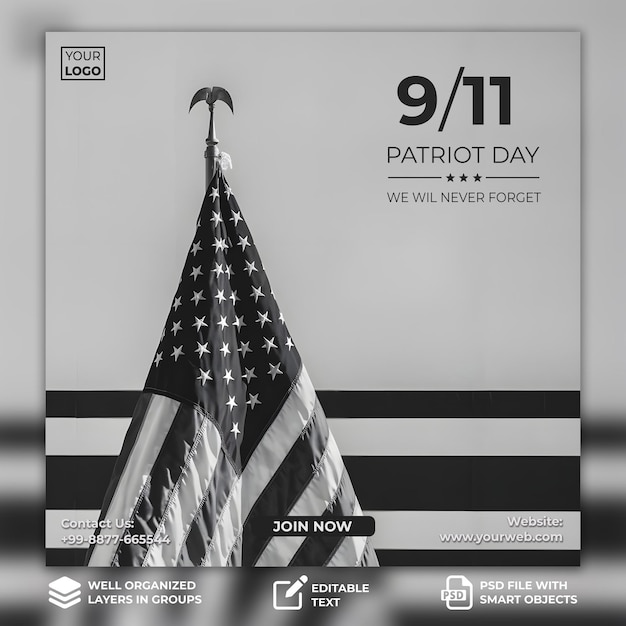 PSD 9 11 patriot day template design