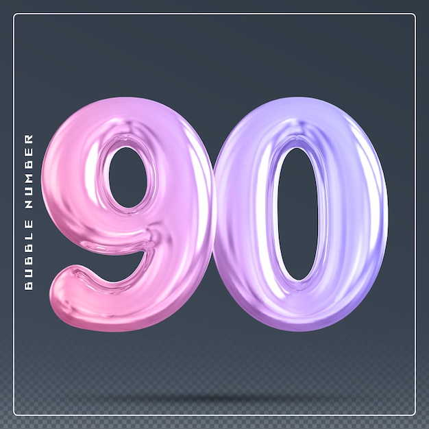 90 number bubble gradient 3d render