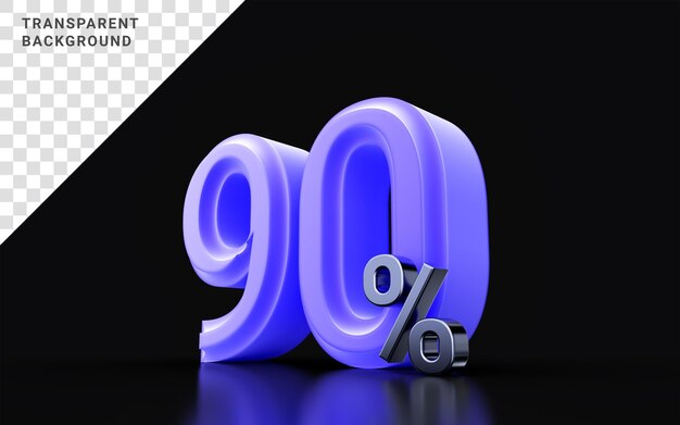 PSD 90 percent discount icon with very peri color on dark background 3d illustration mega sale offer