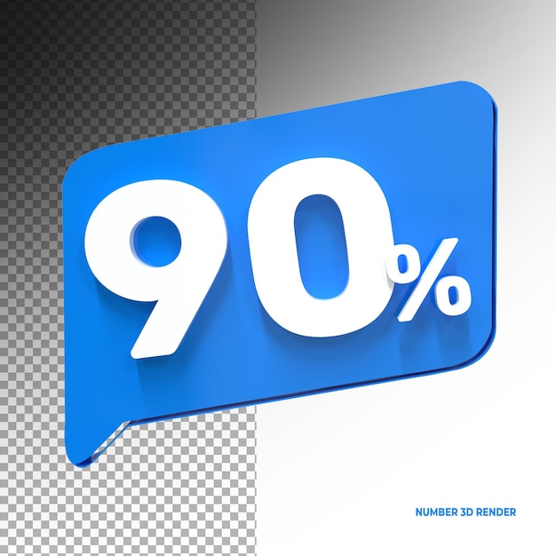 90 percent off discount 3d sale symbol made of realistic blue 3d rendering