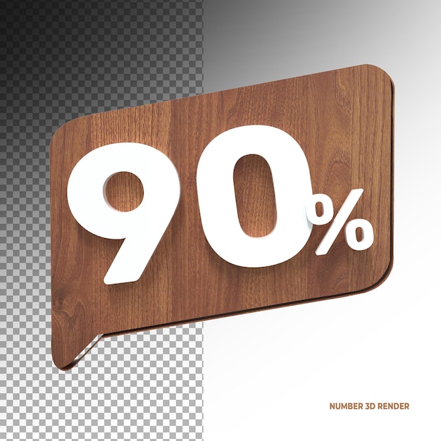 90 percent off discount 3d sale symbol made of realistic Wood 3d rendering