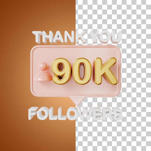 90k followers gold 3D Rendering