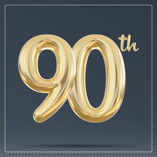 90th year anniversary number golden