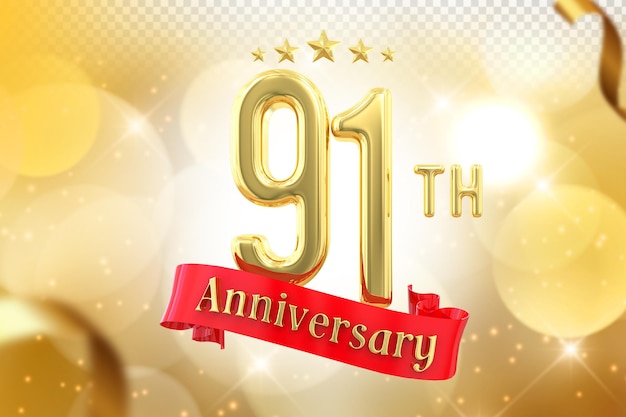 91th Anniversary Gold Banner 3D