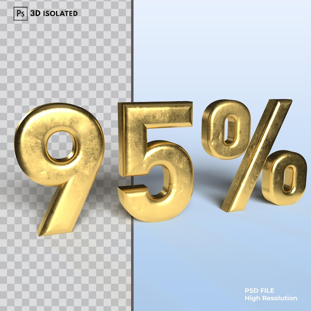 95 number discount Percent 3d rendering isolated on transparent background Psd