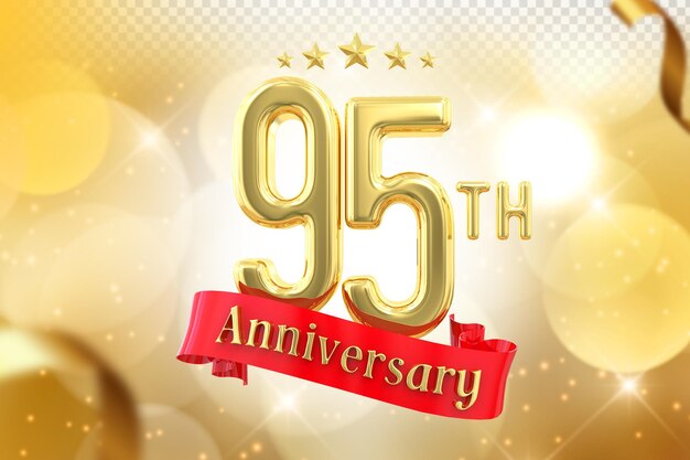 PSD 95th anniversary gold banner 3d