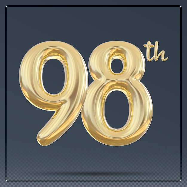 98th year anniversary number golden